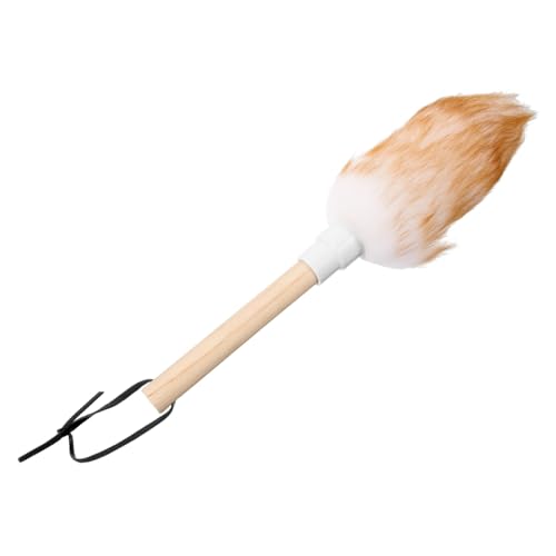 VALICLUD Haushalts Staubwedel mit Holzgriff Handlicher Duster für Effiziente von Möbeln Autos Fensterläden und Schwer Zugänglichen Ecken Waschbar Weiß mit Goldfarbenen Spitzen Klein von VALICLUD