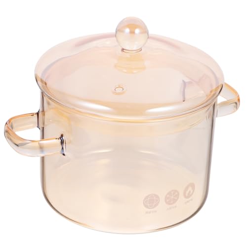 VALICLUD Hitzebeständiger Borosilikat glas Kochtopf mit Doppelgriffen und Deckel Vielseitiger Kleiner Suppentopf für Suppe Milch für Tägliches Kochen und Familiengebrauch von VALICLUD