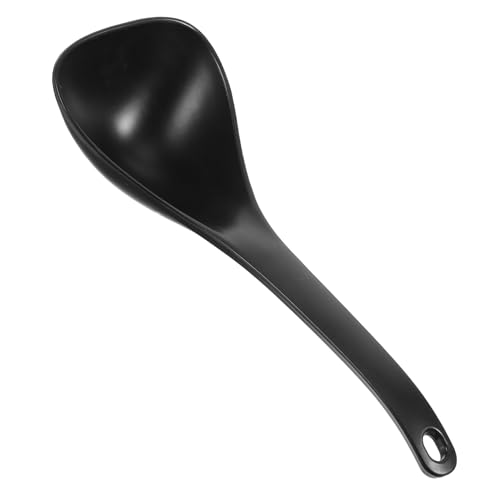 VALICLUD Hitzebeständiger Suppenlöffel aus Metall Unzerbrechlich mit Tiefem Kopf Vielseitig für Reis Suppe Brei Ramen Langlebiges Küchenutensil in Schwarz Robust und Temperaturbeständig von VALICLUD