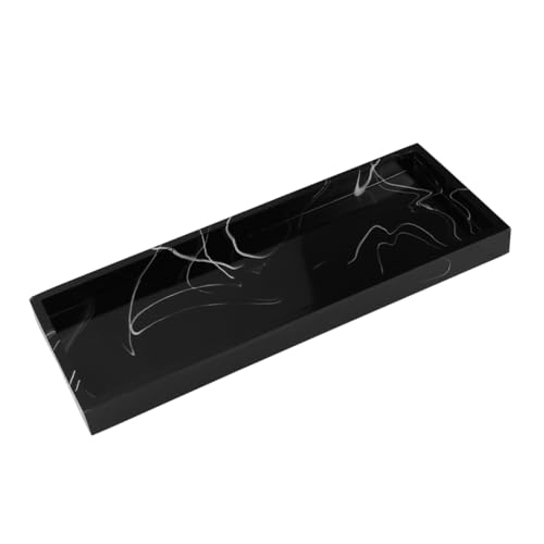 VALICLUD Hochwertiges Marmor Design Aufbewahrungstablett aus Resin Rutschfestes Hotel Organizer Tablett Stilvolles Schwarzes Badezimmer und Küchenregal Platzsparende Ablage für Kosmetik VALICLUD Hochwertiges Marmor Design Aufbewahrungstablett aus Resin Rutschfestes Hotel Organizer Tablett Stilvolles Schwarzes Badezimmer und Küchenregal Platzsparende Ablage für Kosmetik von VALICLUD