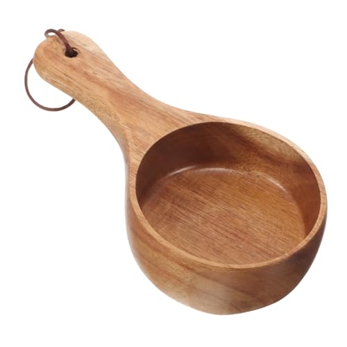 VALICLUD Holz Kaffee Tasse mit Griff Multifunktionale Trinkbecher für Büro und Zuhause Eleganter Holz Milchbecher für Kaffee und Milch Handgefertigt aus Nussbaumholz von VALICLUD