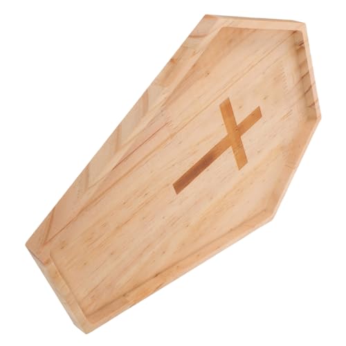 VALICLUD Holz-servierplatte Sargform mit Kreuz Halloween Charcuterie Board Stabiles Holztablett für Snacks Süßigkeiten Früchte Dekoratives Party-tablett für Gruselige Festlichkeiten von VALICLUD