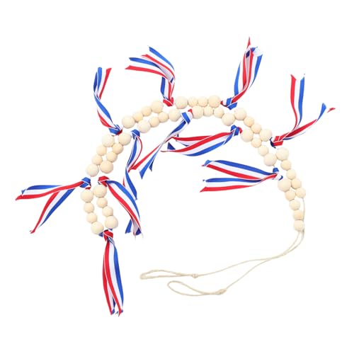 VALICLUD Independence Day Holzperlenbanner Holzperlengirlande Wohndekoration Holzperlengirlande Zum Unabhängigkeitstag Patriotische Hängegirlande Charme des Unabhängigkeitstages Stoff von VALICLUD