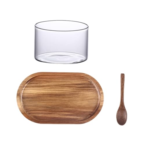 VALICLUD Japanischer Stil Serviertablett aus Akazienholz mit Glasbecher und Löffel Set für Restaurant Esszimmer und Milchkaffee genuss von VALICLUD