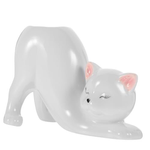 VALICLUD Katze Blumenvase Keramik Tischvase Für Blumenarrangements Heimdekoration Basteln Mit Zarten Farben Schlicht Und Elegant von VALICLUD