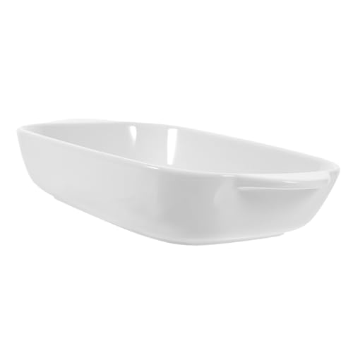 VALICLUD Keramik Backform mit Doppeltem Griff Hitzebeständige Western Food Schale Vielseitige Auflaufform für Backen und Servieren Langlebig Leicht zu Reinigen Platzsparend Weiß von VALICLUD