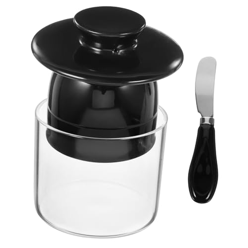 VALICLUD Keramik Butterdose mit Cutter Butterbehälter für Käse und Butter Aufbewahrung Küchendose Bpa frei Spülmaschinengeeignet Rund Klassisch von VALICLUD