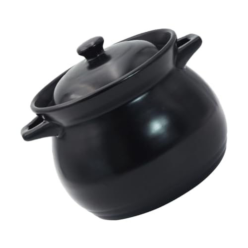 VALICLUD Keramik Casserole Schwarz Hochtemperaturbeständig Kochtopf für Geschmortes Hühnchen und Reis Ergonomisch Komfortabel Küchenzubehör für Zuhause Restaurant von VALICLUD