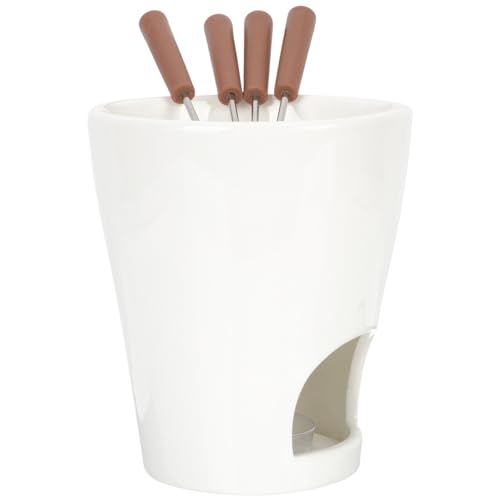 VALICLUD Keramik Fondue Schmelztopf Butter Schokolade Käse Schmelzofen mit Teelicht Warmhalter für Schokofondue und Käsefondue Praktisches Küchenzubehör für Schmelzen und Warmhalten von VALICLUD