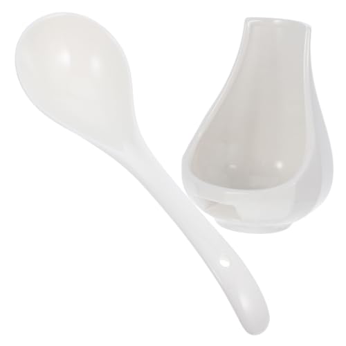 VALICLUD Keramik Suppenlöffel Groß mit Löffelablage Hitzebeständig Langem Griff Rutschfest Weiß als für Sauberen Tisch bei Asiatischen Speisen VALICLUD Keramik Suppenlöffel Groß mit Löffelablage Hitzebeständig Langem Griff Rutschfest Weiß als für Sauberen Tisch bei Asiatischen Speisen von VALICLUD