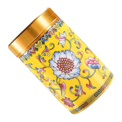 VALICLUD Keramik Teedose mit Luftdichtem Deckel Emailliertes Gelbes Tee Vorratsgefäß für Losen Tee und Kaffee Vielseitiger Aufbewahrungsbehälter für Küche und Snacks von VALICLUD