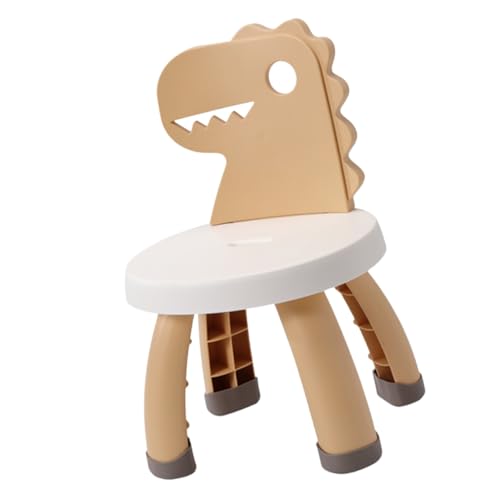 VALICLUD Kinderstuhl Dinosaurier mit Rückenlehne Rutschfester Sicherer Hocker für Kleinkinder Kindgerecht Geformt Abgerundete Kanten Stabiler Lernstuhl in Leuchtendem Gelb für Kinderzimmer von VALICLUD