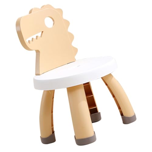VALICLUD Kinderstuhl mit Dinosaurier rückenlehne Rutschfester Stabiler Pp PVC Material Abgerundete Kanten Kippsicherer Kindergarten hocker für Kleinkinder Gelb Kindgerechter Lernstuhl von VALICLUD