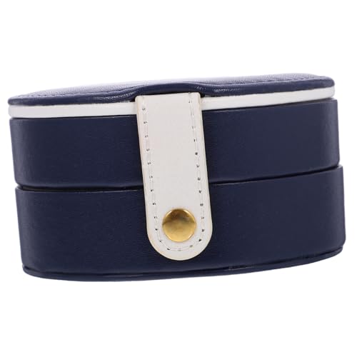 VALICLUD Kleine Reise schmuckbox Organizer Tragbar Schmuckkästchen für Ringe Ohrringe Halsketten Kompakter Schmuckhalter Blau Mehrschichtig für Reisen und Alltag von VALICLUD
