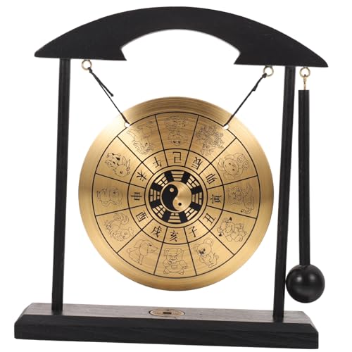 VALICLUD Kleiner Desktop Gong aus Legierung mit Stabilem Stand Einzigartige Tierkreiszeichen Dekoration Stilvolles Gong Ornament für Zuhause und Büro Exotisches Feng Shui Dekoobjekt von VALICLUD
