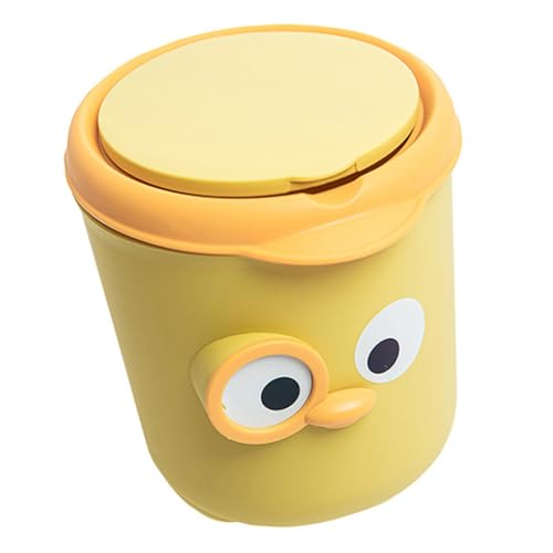VALICLUD Kleiner Desktop Mülleimer mit Deckel Cartoon Design Kompakter Tischabfalleimer für Büro Zuhause Geruchsreduzierend Große Kapazität Eleganter Papierkorb für Saubere Räume von VALICLUD