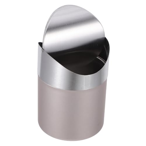 VALICLUD Kleiner Desktop Mülleimer mit Schwingdeckel Kompakter Abfalleimer aus Edelstahl Geruchsneutral für Büro Schlafzimmer und Beistelltisch Nordisches Design in Rosa von VALICLUD