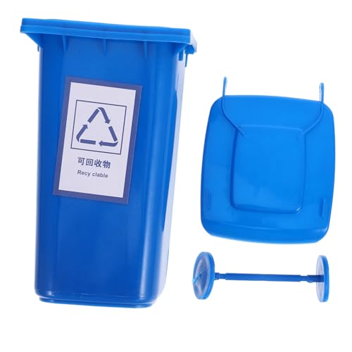 VALICLUD Kleiner Desktop mülleimer mit Deckel Kompakter Schreibtischabfalleimer Multifunktionaler Organizer für Büro Zuhause und Badezimmer Geruchshemmend Blau Platzsparend von VALICLUD