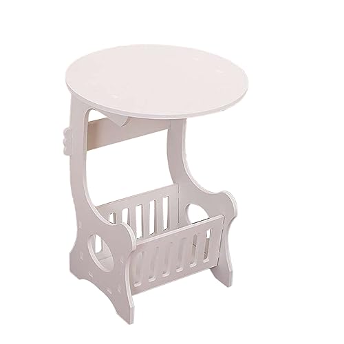 VALICLUD Kleiner Runder Beistelltisch mit Ablagefächern Moderner Couchtisch für Wohnzimmer und Schlafzimmer Eleganter Kaffeetisch Weiß Mini mit Zusätzlichem Stauraum für Magazine VALICLUD Kleiner Runder Beistelltisch mit Ablagefächern Moderner Couchtisch für Wohnzimmer und Schlafzimmer Eleganter Kaffeetisch Weiß Mini mit Zusätzlichem Stauraum für Magazine von VALICLUD