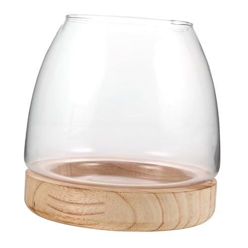VALICLUD Kleines Hydroponisches Glasgefäß mit Holzsockel Minimalistisches Pflanzgefäß für Zimmerpflanzen Propagationsstation für Kräuter und Stecklinge Dekorative Tischvase für Wohnzimmer VALICLUD Kleines Hydroponisches Glasgefäß mit Holzsockel Minimalistisches Pflanzgefäß für Zimmerpflanzen Propagationsstation für Kräuter und Stecklinge Dekorative Tischvase für Wohnzimmer von VALICLUD