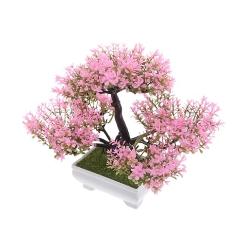 VALICLUD Künstlicher Kirschblüten Bonsai Baum Kleines Dekoratives Bäumchen Pflegeleichte Vielseitige Kunstpflanze für Wohnzimmer Büro Badezimmer Stilvolle Zimmerpflanze Pinke Farbvariante von VALICLUD