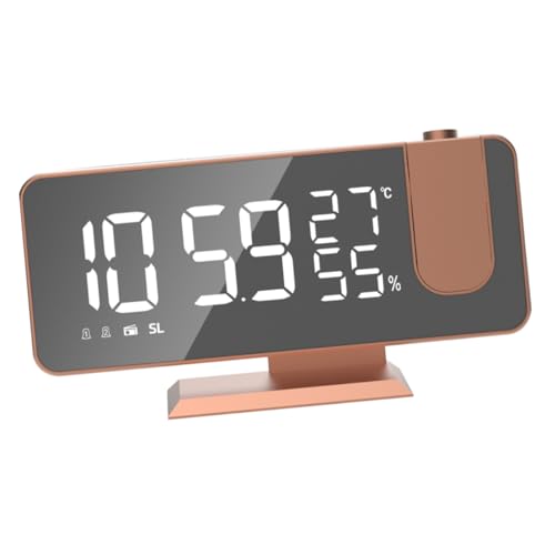 VALICLUD LED Digital Wecker mit Großem Display und Temperaturanzeige Projektionsuhr mit Spiegeloberfläche Einstellbarer Helligkeit Alarm Modernes Design für Schlafzimmer und von VALICLUD