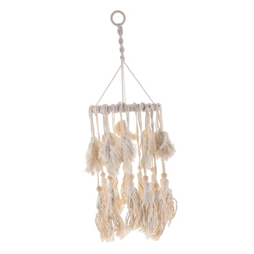 VALICLUD Macrame Lampenschirm aus Baumwollseil mit Boho stil Handgefertigte Deckenleuchte mit Langem Quasten design Dekorative Innenbeleuchtung für Wohnzimmer Schlafzimmer und Hotelzimmer VALICLUD Macrame Lampenschirm aus Baumwollseil mit Boho stil Handgefertigte Deckenleuchte mit Langem Quasten design Dekorative Innenbeleuchtung für Wohnzimmer Schlafzimmer und Hotelzimmer von VALICLUD