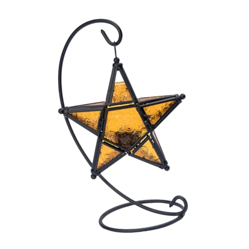 VALICLUD Metall Kerzenhalter Aromatherapie Duftlampe Glas Windlicht Stabile Halterung Gelb Für Wohnzimmer Balkon Garten von VALICLUD