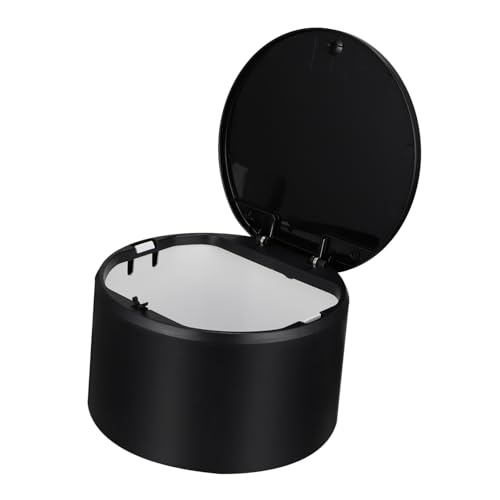 VALICLUD Mini Büro Mülleimer Schwarz Pressdeckel Desktop Abfalleimer Kompakter Schreibtisch Papierkorb für Kleine Abfälle Platzsparender Rubbish Container für Büro Schlafzimmer Küche von VALICLUD