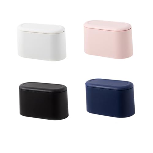 VALICLUD Mini Desktop Abfalleimer mit Pressdeckel Einfacher Umweltfreundlicher Müllbehälter in Rosa Kompakt und Platzsparend für Schreibtisch Büro Küche und Recycling Kleiner Abfälle von VALICLUD