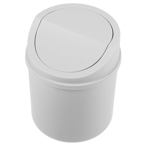 VALICLUD Mini Desktop Mülleimer mit Deckel Kompakter Swing Top Abfallbehälter Kleiner Papierkorb für Büro Küche Wohnzimmer und Schreibtisch Vielseitig Einsetzbar Platzsparend Grauer von VALICLUD