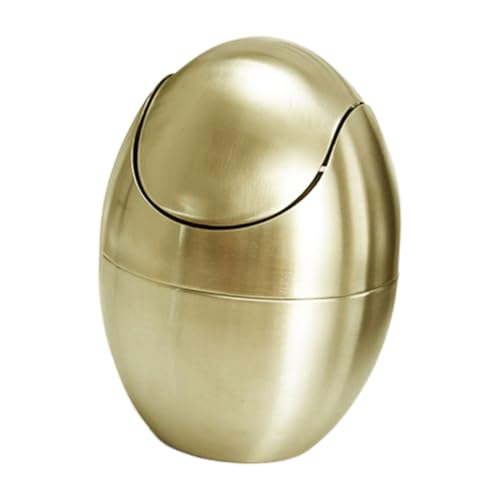 VALICLUD Mini Mülleimer mit Deckel Gold Kleiner Desktop Abfalleimer Eiform Langlebiger und Leicht zu Reinigender Tisch Müllbehälter für Büro Schlafzimmer Küche und Auto VALICLUD Mini Mülleimer mit Deckel Gold Kleiner Desktop Abfalleimer Eiform Langlebiger und Leicht zu Reinigender Tisch Müllbehälter für Büro Schlafzimmer Küche und Auto von VALICLUD