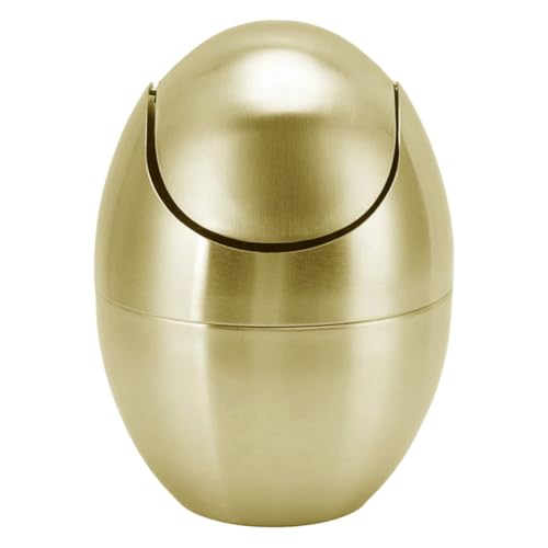 VALICLUD Mini Mülleimer mit Schwingdeckel Eiförmiger Abfalleimer Gold Kompakter Desktop Müllbehälter für Büro Badezimmer Schlafzimmer Platzsparender Tischabfallbehälter VALICLUD Mini Mülleimer mit Schwingdeckel Eiförmiger Abfalleimer Gold Kompakter Desktop Müllbehälter für Büro Badezimmer Schlafzimmer Platzsparender Tischabfallbehälter von VALICLUD