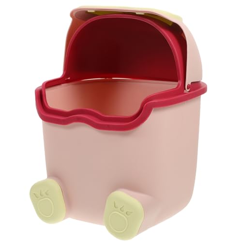 VALICLUD Mini Tischmülleimer mit Deckel Süßer Abfalleimer für Büro Schlafzimmer und Wohnzimmer Leicht zu Reinigen Geruchsdicht und Dekorativ Rosa von VALICLUD