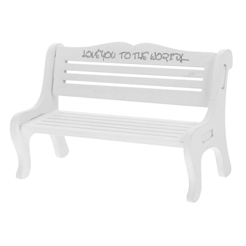 VALICLUD Miniatur Holzbank Weiß DIY Parkbank Modell Stabile Kleine Sitzbank für Puppenhaus Figuren Display Strapazierfähiges Holz Dekorative Mini Deko für Balkon und Garten von VALICLUD