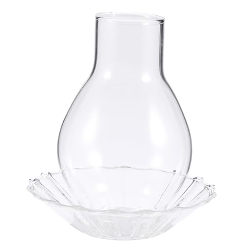 VALICLUD Moderner Glas kerzenhalter mit Windschutz Transparenter Kerzenglasaufsatz mit Strukturiertem Sockel Klarer Einfacher Kerzenständer für Wohnzimmer Schlafzimmer und Dekorative von VALICLUD