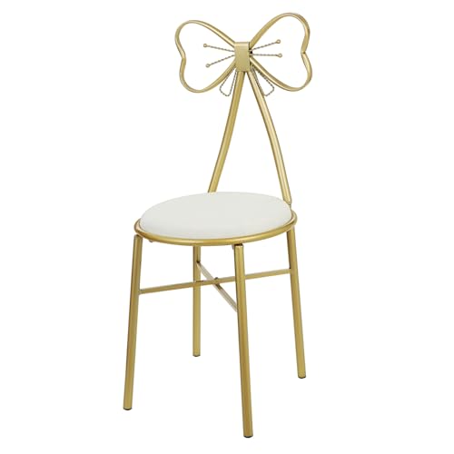 VALICLUD Moderner Vanity Chair Stool mit Abnehmbarem Rückenlehne Gepolsterter Weißer Lederauflage Stabiler Metallrahmen Vielseitiger Schminkstuhl für Schlafzimmer Kosmetikbereich und VALICLUD Moderner Vanity Chair Stool mit Abnehmbarem Rückenlehne Gepolsterter Weißer Lederauflage Stabiler Metallrahmen Vielseitiger Schminkstuhl für Schlafzimmer Kosmetikbereich und von VALICLUD