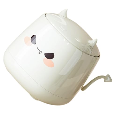 VALICLUD Niedliche Kleine Abfalltonne mit Deckel Drucktop Mülleimer für Schreibtisch Büro Kaffee Tisch und Schlafzimmer Kawaii Dämonen Design von VALICLUD