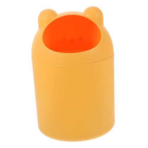 VALICLUD Niedriger Desktop Mülleimer Cartoon Bär Mini Abfalleimer Gelb Leicht und Robust Für Büro Schlafzimmer und Zuhause Multifunktionaler Tischabfallbehälter von VALICLUD