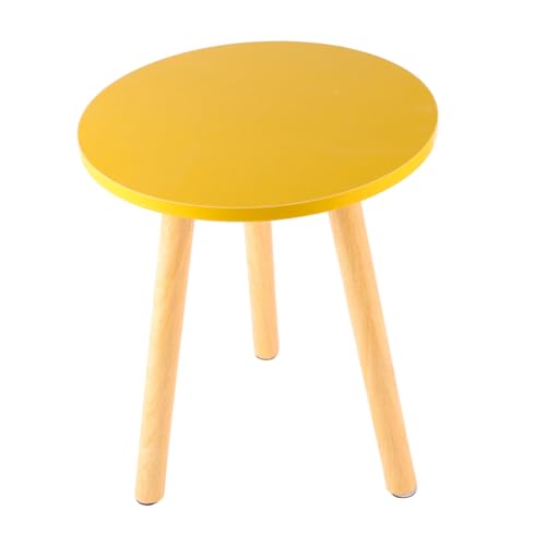 VALICLUD Nordic Style Kaffeetisch Rund Moderner Minimalistischer Teetisch aus Holz für Wohnzimmer Schlafzimmer Büro für Entspannung und Freizeit Gelb von VALICLUD