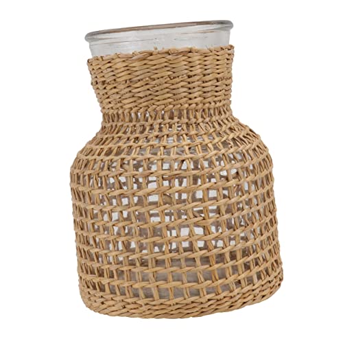 VALICLUD Nordische Woven Vase Khaki Glasblumenvase für Hydroponische Pflanzen Dekorativer Blumenbehälter mit Glatter Oberfläche für Wohn und Bürodekoration von VALICLUD