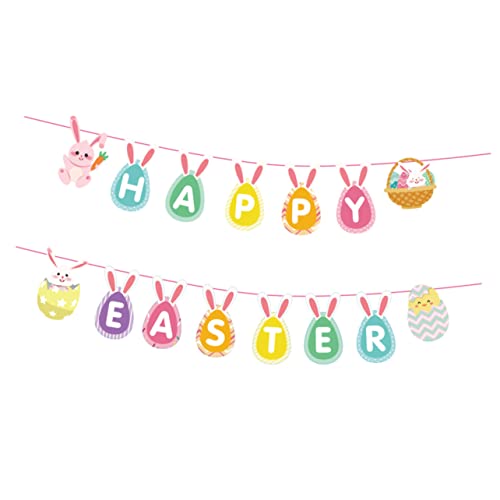 VALICLUD Osterbanner mit Hasen und Eier Teiliges aus Hochwertigem Papier Festliche Bunting Dekoration für Zuhause Hotels und Supermärkte Fröhliche Frühlingsatmosphäre von VALICLUD
