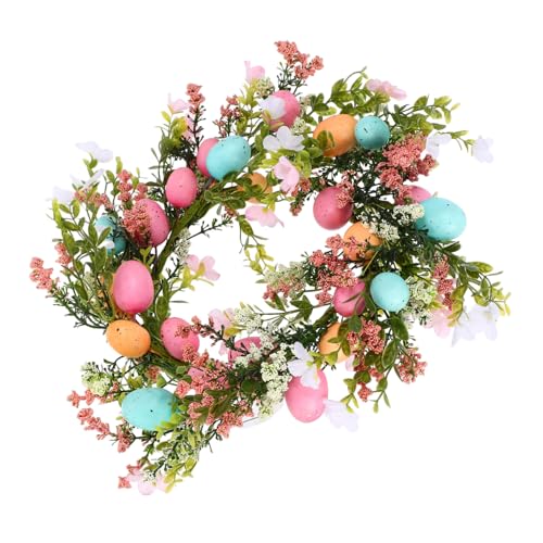 VALICLUD Osterkranz mit Künstlichen Eiern und Lebensechten Pflanzen Wetterfester Türkranz für Haustür Frühling Langlebige Osterdekoration für Zuhause und Fotografie von VALICLUD