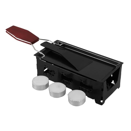 VALICLUD Outdoor Raclette Grill Faltbar mit Holzgriff Antihaftbeschichtete Mini Grillpfanne zum Schmelzen von Käse und Butter Leichtes Raclette Kochgeschirr für Camping und Picknick Teilig von VALICLUD