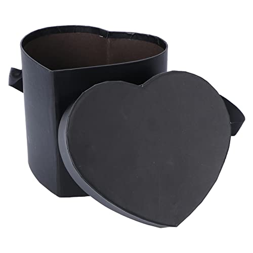 VALICLUD Pappschachtel Pappdosen Herz Form Blumenbox Geschenkbox Leer Rosenbox mit Deckel Schwarze Box Valentinstag Schachtel für Geburtstage Hochzeit Kommunion 15,5x15x13cm von VALICLUD