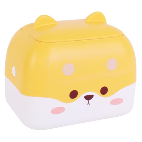 VALICLUD Praktischer Tisch abfalleimer mit Deckel und Niedlichem Cartoon design Kompakter Desktop mülleimer für Multifunktionale Aufbewahrungsbox für Büro Bad und Wohnzimmer Gelb von VALICLUD