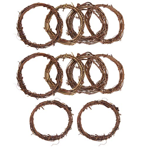 VALICLUD Rattan Kranz Rohling 8cm Weihnachtskranz: Naturkranz Basteln DIY 10 Stücke Kranz Herstellung Ringe Wandkranz Türkranz Rohling Party Erntedankfest Weihnachten Festival Dekoration von VALICLUD