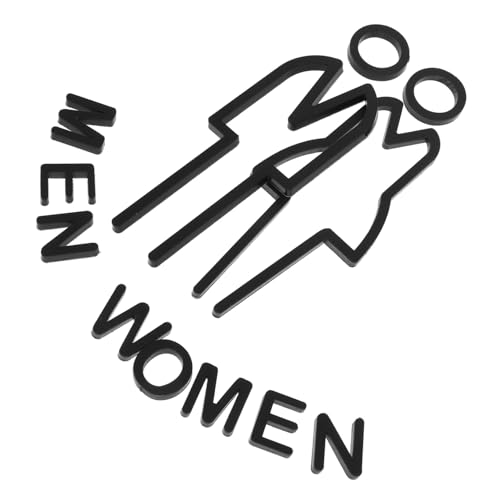VALICLUD Robustes Acryl toilettenschild Selbstklebend Geschlechtsneutrale Badezimmerbeschilderung Langlebig Leicht zu Reinigen Einfach zu Montieren Schwarz Männer und Frauen Symbole von VALICLUD