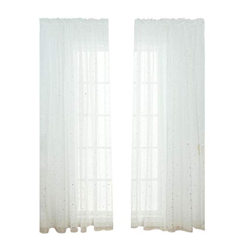 VALICLUD Romantische Fenster-vorhänge Mit Ösen Glitzernden Sternen Für Kinderzimmer Und Mädchenzimmer Eleganter Voile Natürlichen Lichteinfall Und Privatsphäre Weiß VALICLUD Romantische Fenster-vorhänge Mit Ösen Glitzernden Sternen Für Kinderzimmer Und Mädchenzimmer Eleganter Voile Natürlichen Lichteinfall Und Privatsphäre Weiß von VALICLUD