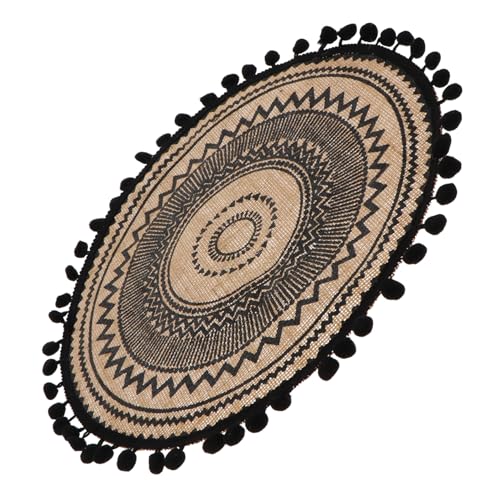 VALICLUD Runder Handgewebter Jute Tischuntersetzer mit Boho Design Hitzebeständig und Leicht Schützendes Platzdeckchen für Esstisch Geeignet für Tassen Gläser und Töpfe Vielseitiges von VALICLUD